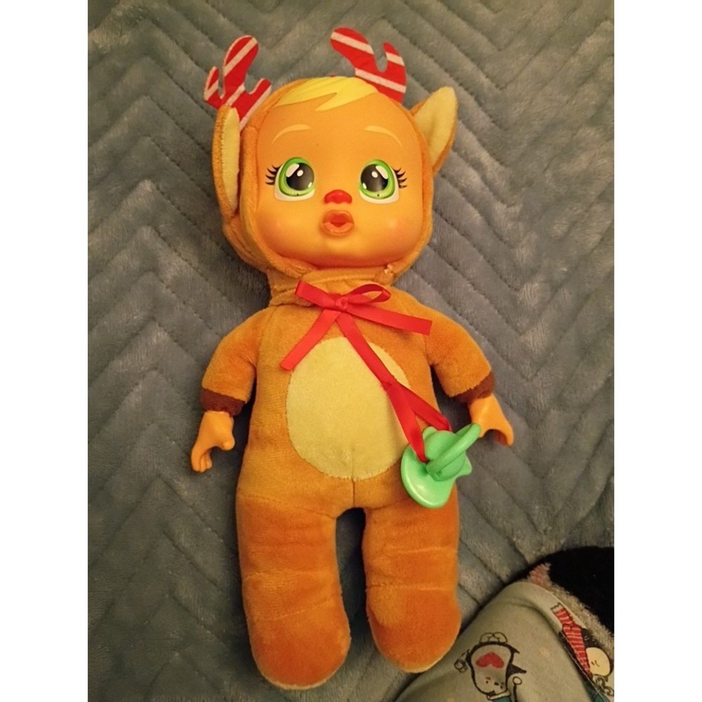 GUC Cry Babies Tiny Cuddles Christmas RUTHY Reindeer pacifier 10" doll